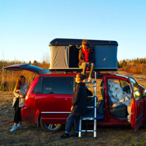 Hard roof tent rental with Le Baroudeur to experience the van life