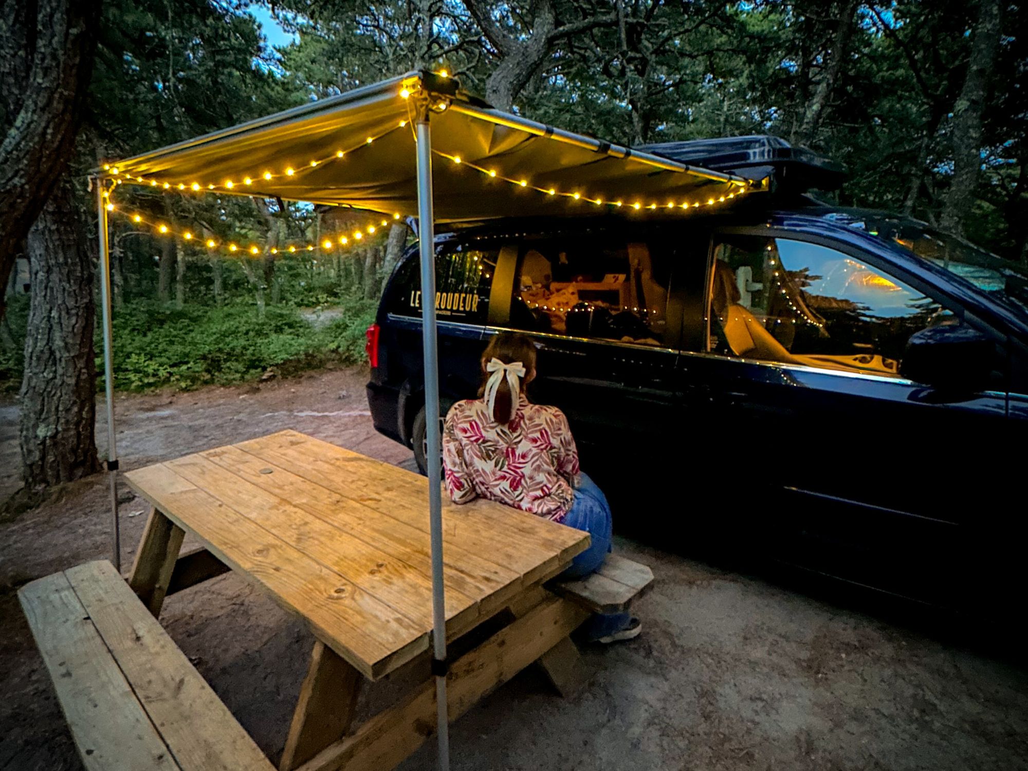 converted minivan awning