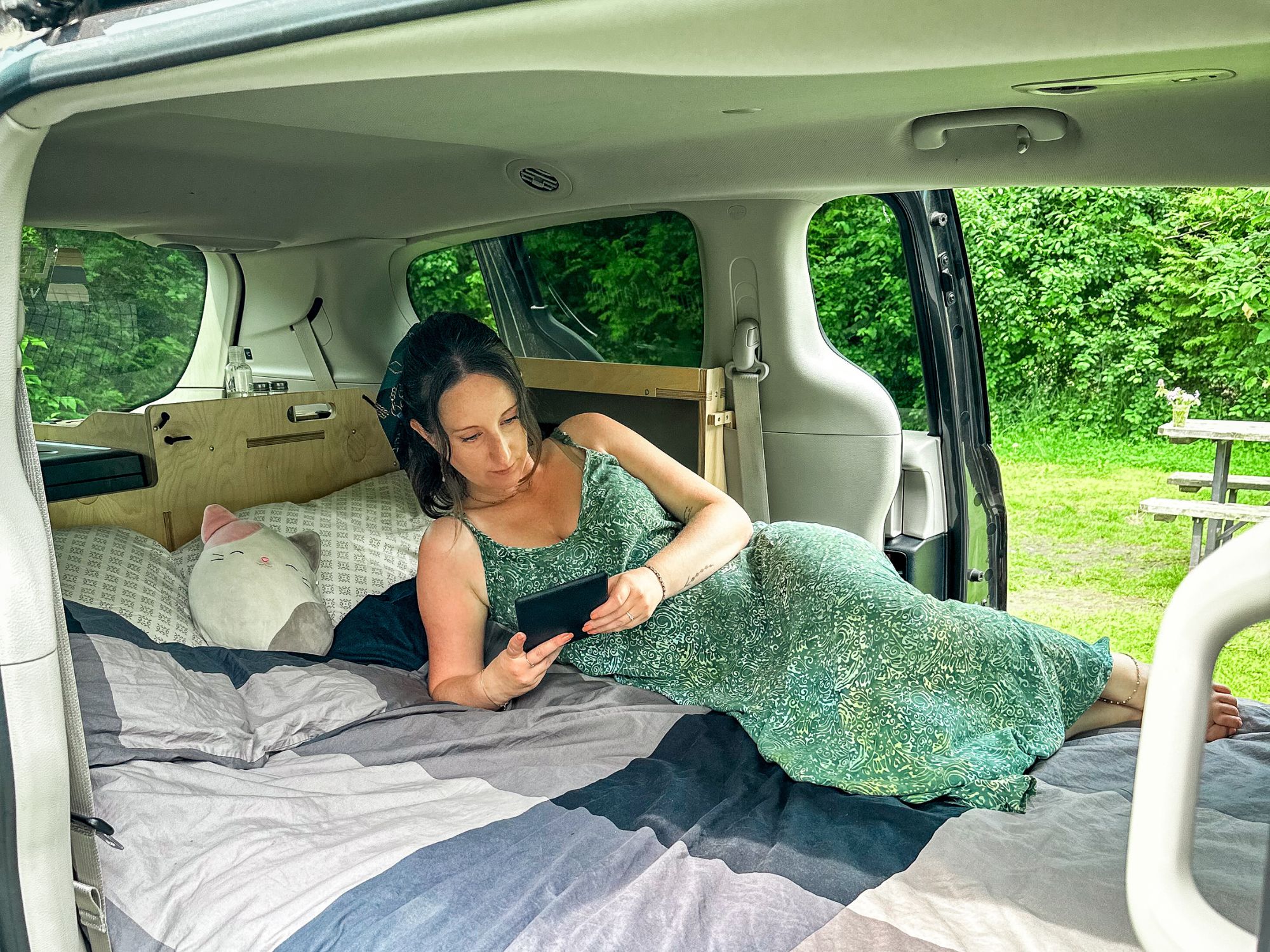 interior of the converted minivan